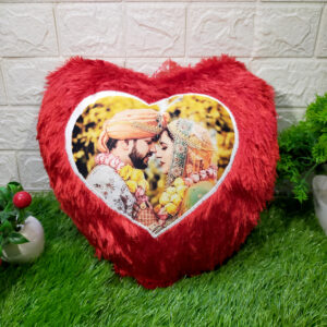 Customized Red Heart Fur Cushion
