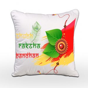 Raksha Bandhan Special White Square Cushion