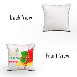 Raksha Bandhan Special White Square Cushion