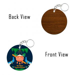 Janmashtami Special Round Wooden Keyring – SHRCCWDKR-2