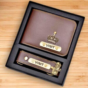 Customized Leather Wallet and Keyring  combo