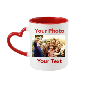Customized Red Heart Handle Mug