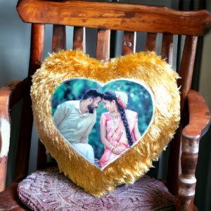 Customized Gold Heart Fur Cushion